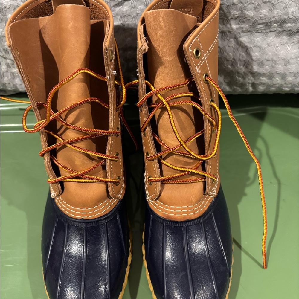 L.L. Bean Navy and Tan Duck Boots
